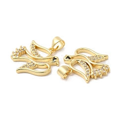 Rack Plating Brass Micro Pave Clear Cubic Zirconia Pendants&nbsp;KK-R144-12G