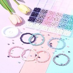 DIY ラウンドビーズブレスレット作成キット  ガラスビーズと弾性クリスタル糸を含む  ミックスカラー  6~7mm  穴：1mm&nbsp;DIY-FS0008-87
