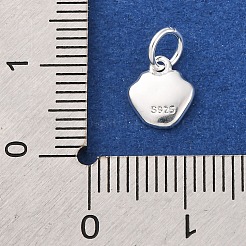 スターリングシルバーのホワイトエナメルの足跡チャーム925個  丸カンとスタンプ925個付き  銀  8x7x1.2mm  穴：3.2mm&nbsp;STER-D303-04S