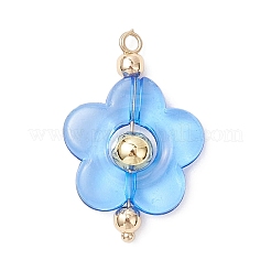 6個透明アクリルパーツ  花  真鍮  ゴールドカラー  30x20x6mm  穴：2mm&nbsp;PALLOY-JF04321