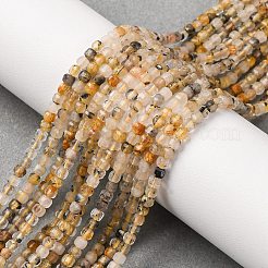 天然石ゴールドルチルクォーツビーズ連売り  多面カット  キューブ  2.5x2.5x2.5mm  穴：0.5mm  約152個/連  14.96''（38センチメートル）&nbsp;G-RM241221-K2