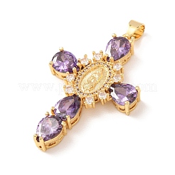 Rack Plating Brass Micro Pave Cubic Zirconia Pendants&nbsp;ZIRC-I059-15G-05