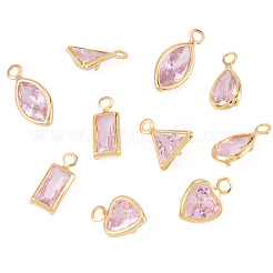 10Pcs 5 Styles Brass Cubic Zirconia Pendants&nbsp;KK-TADJ0001-30A