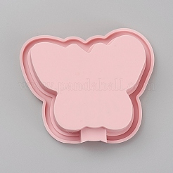 アイスポップ食品グレードのシリコーン型  プラスチック製の蓋と棒付き  子供用夏の家庭のキッチンツール  蝶  ピンク  83x101x24mm  スティック：86x15x12mm&nbsp;AJEW-D039-07