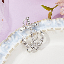6Pcs Anchor Alloy Rhinestone Lapel Pins for Backpack Clothes&nbsp;JEWB-FH0002-73P