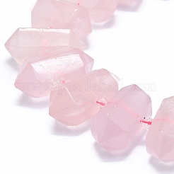 天然石ローズクォーツビーズ連売り  多面カット  二重終端尖頭/弾丸  20~31x12~14x10~13mm  穴：1.8mm  約23~24個/連  15.55インチ（39.5cm）&nbsp;G-F715-035