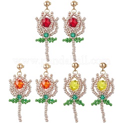 Glass Seed Beads Dangle Stud Earrings&nbsp;EJEW-MZ00326