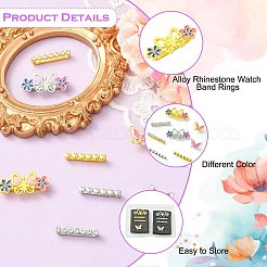 8Pcs Alloy Rhinestone Watch Band Rings&nbsp;FIND-CJ0005-40