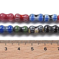 ハンドメイドミッレフィオーリ ランプワークビーズ連売り  ピーナッツ  ミックスカラー  11~12x6~7mm  穴：0.8mm  約31個/連  13.78~13.86インチ（35~35.2cm）&nbsp;LAMP-F035-04