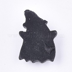 樹脂カボション  ゴーストと帽子  ハロウィン  ブラック  27x19x6.5mm&nbsp;LS-CRES-T010-105A
