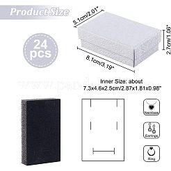 テクスチャ ペーパー ネックレス ギフト ボックス  中にスポンジマット付き  長方形  ホワイト  8.1x5.1x2.7cm  内径：4.6x7.3cm  深さ：2.5cm&nbsp;OBOX-NB0001-08A