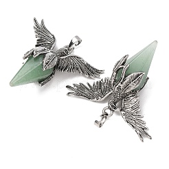 天然石グリーンアベンチュリンペンダント  合金のパーツと  鳥  47x53x19mm  穴：6x4mm&nbsp;GG-C001-02H