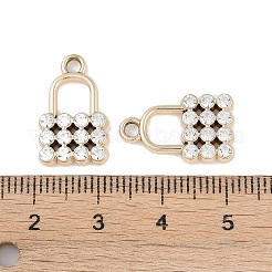 合金ラインストーンペンダント  ロック  ゴールドカラー  18x11x3mm  穴：2mm&nbsp;FIND-M018-11G
