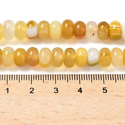 天然バンデットアゲートビーズ連売り  染め＆加熱  ロンデル  グレードA  ゴールド  8~8.5x5mm  穴：1mm  約76~77個/連  14.76~14.96インチ（37.5~38cm）&nbsp;G-F790-I01-01B