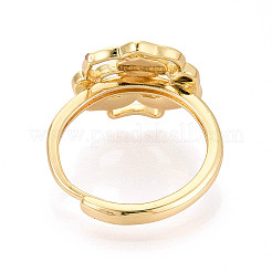 花の真鍮シェル調節可能なリングセッティング  片穴ビーズ  18KGP本金メッキ  ピン：0.7mm  花：16x16mm&nbsp;LS-KK-T079-35G