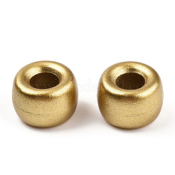スプレー塗装されたプラスチックビーズ  バレル  黄金メッキ  9x6mm  穴：3.8mm  約1900個/500g&nbsp;KY-T025-01-G01