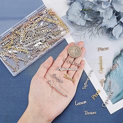 15セット5スタイルの合金カボション  十二星座  ミックスカラー  12個/セット  3セット/スタイル&nbsp;FIND-OC0001-26
