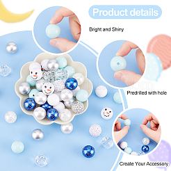 ミックススタイルのアクリルラウンドビーズセット1セット  ライトスカイブルー  19~20mm  穴：2mm  約50個/袋&nbsp;SACR-PH0001-52G