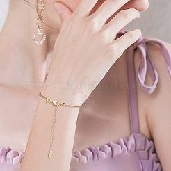 真鍮チェーンエクステンダー14個  カーブチェーンとハートチャーム＆カニカン付き  18KGP本金メッキ  67mm&nbsp;KK-FH0004-87