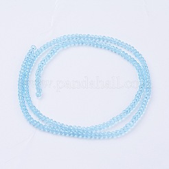 ガラスビーズ連売り  多面カット  ロンデル  ライトスカイブルー  3x2~2.5mm  穴：0.5mm  約160~165個/連  15~16インチ&nbsp;GLAA-G045-B07