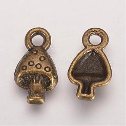 合金のチベット風チャーム  無鉛の  カドミウムフリーとニッケルフリー  キノコ  アンティークブロンズ  サイズ：約13mm長  8 mm幅  穴：2mm&nbsp;TIBEP-0368-AB-FF