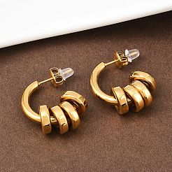 304 Stainless Steel C-Shaped Stud Earrings&nbsp;EJEW-K268-78G