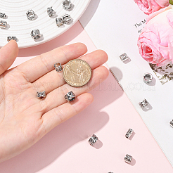 100個5スタイルチベットスタイル合金ヨーロピアンビーズ  大穴ビーズ  コラム  アンティークシルバー  7~9.9x5~7mm  穴：2.8~5.5mm  20個/スタイル&nbsp;FIND-SP0020-72