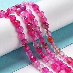 カット加工天然石縞瑪瑙/バンデットアゲートビーズ連売り  ラウンド  染め＆加熱  マゼンタ  4mm  穴：0.8mm  約86個/連  14インチ（35.6cm）&nbsp;X-G-F447-4mm-H08