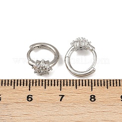 真鍮製マイクロパヴェキュービックジルコニアフープピアス  スノーフレーク  カドミウムフリー＆鉛フリー  ラックめっき  長持ちメッキ  ステンレス鋼色  11x7.5x13mm&nbsp;EJEW-S277-07P-A