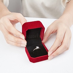 Square Velvet Ring Boxes&nbsp;LS-VBOX-WH0002-01B