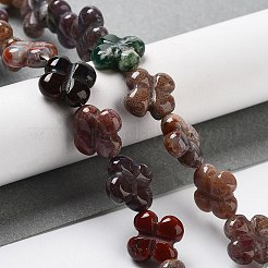 天然石インディアン瑪瑙ビーズ連売り  4  - 花びらの花  14x14x5.5mm  穴：1.2mm  約15個/連  7.87''（20センチメートル）&nbsp;G-P520-A04-01