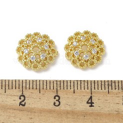 真鍮製クリアキュービックジルコニアビーズキャップ  花  18KGP本金メッキ  12x4mm  穴：1.6mm&nbsp;KK-A236-15C-G