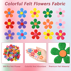 花の不織布アクセサリー300個  衣装帽子バッグ飾りアクセサリー  ミックスカラー  26x26.5x1mm&nbsp;DIY-SC0031-16A