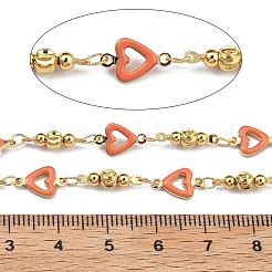 Brass Heart Link Chains&nbsp;KK-D368-03G-F