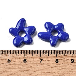 手作りランプワークビーズ  花  ブルー  18x17x4mm  穴：3.7mm&nbsp;LAMP-S069-03L