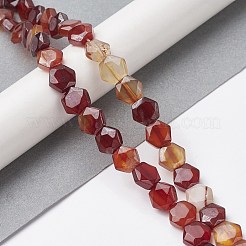 天然石赤瑪瑙ビーズ連売り  ファセット六角形カット  六角  8~8.5x9~9.5x4~4.5mm  穴：1mm  約25個/連  8.11''（20.6センチメートル）&nbsp;G-K359-C13-01