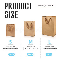 15Pcs 3 Styles Rectangle Kraft Paper Bags with Handle&nbsp;AJEW-TA0001-92