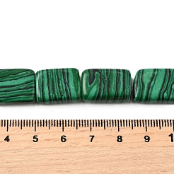合成マラカイトビーズ連売り  長方形  18x13x5.5mm  穴：1mm  約11個/連  7.68''~7.87''（19.5~20センチメートル）&nbsp;G-S386-A04