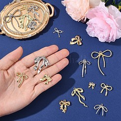 15本15スタイルアロイペンダント  蝶結び  ゴールドカラー  11~44x10.5~35.5x2~4mm  穴：1.4~3mm  1個/スタイル&nbsp;FIND-YW0008-04A