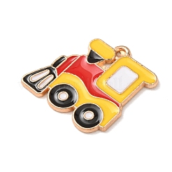 エナメルペンダントと合金  列車のチャーム  ゴールドカラー  きいろ  21.5x22x1mm  穴：1.6mm&nbsp;AL-CBA9CD2-03F