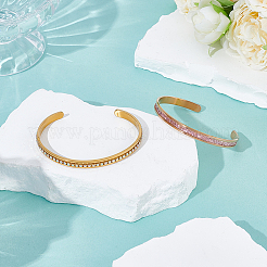 4Pcs 2 Colors C-Shaped 201 Stainless Steel Grooved Cuff Bangles&nbsp;STAS-UN0065-25A