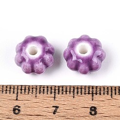 ハンドメイドの磁器セラミックビーズ  光沢釉の磁器  カボチャ  暗い蘭  11x11x7mm  穴：2mm&nbsp;LS-PORC-T133-26D