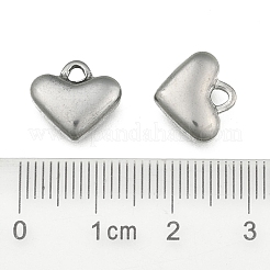 変色しにくい201ステンレススチールペンダント  パフハートチャーム  ステンレス鋼色  12x11x5mm  穴：2mm&nbsp;STAS-Q069
