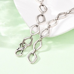Vintage 304 Stainless Steel Rhombus Link Mixed Chain Necklaces&nbsp;NJEW-C115-08AS