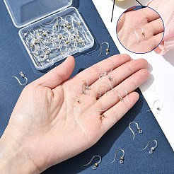 環境に優しいプラスチックピアスフック60個3色  304ステンレススチールビーズと水平ループ付き  ラウンド  ミックスカラー  15.5x8x0.7mm  穴：1.2mm  24ゲージ  ピン：0.5mm  20個/カラー&nbsp;STAS-FS0001-61