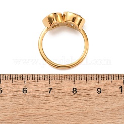 304ステンレススチールパヴェキュービックジルコニア指輪（女性用）  ゴールドカラー  ティアドロップ  usサイズ7（17.3mm）&nbsp;RJEW-K319-02A-G
