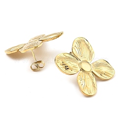 女性用304ステンレススチールスタッドピアス  花  18KGP本金メッキ  33x30mm&nbsp;EJEW-E291-03G