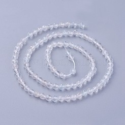 ナチュラルホワイトトパーズビーズ連売り  多面カット  ラウンド  4~4.5mm  穴：0.6mm  約90~100個/連  14.5~16.1インチ（37~41cm）&nbsp;X-G-F619-28-4mm