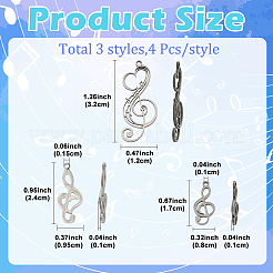 12Pcs 3 Styles Stainless Steel Pendants&nbsp;STAS-YW0011-29
