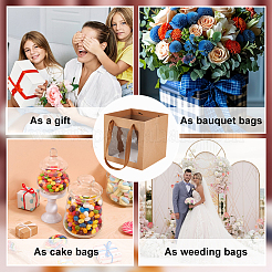 Square Paper Gift Tote Bags with Plastic Visible Window&nbsp;LS-ABAG-WH0051-10C